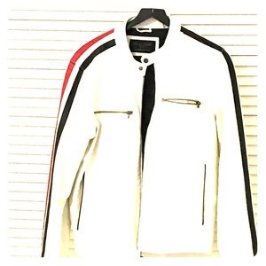 Wilson’s Leather Men's Zip Front Moto Jacket White